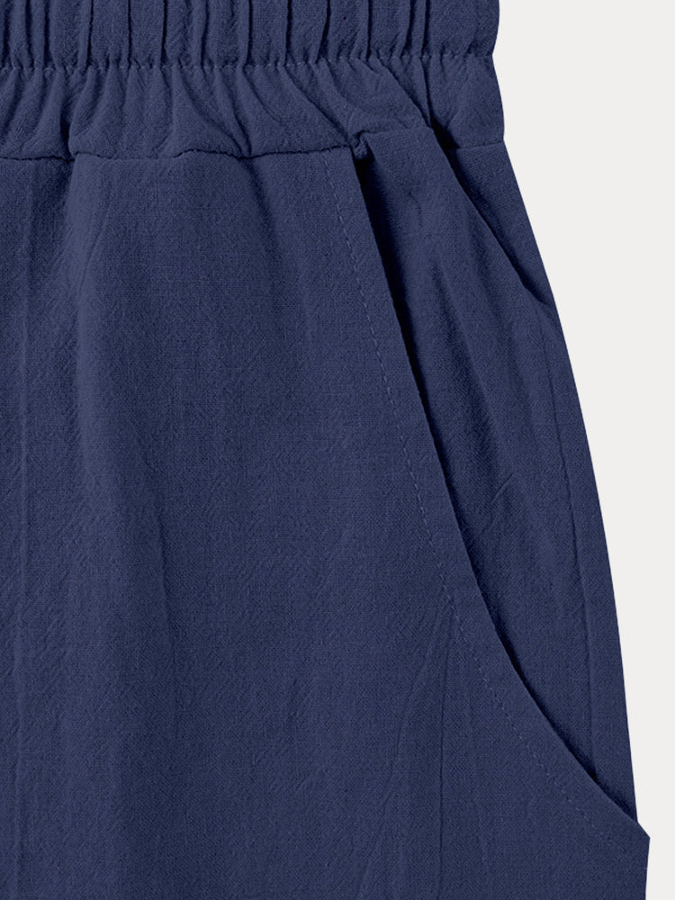 Casual 100% Cotton Drawstring Waist Pants