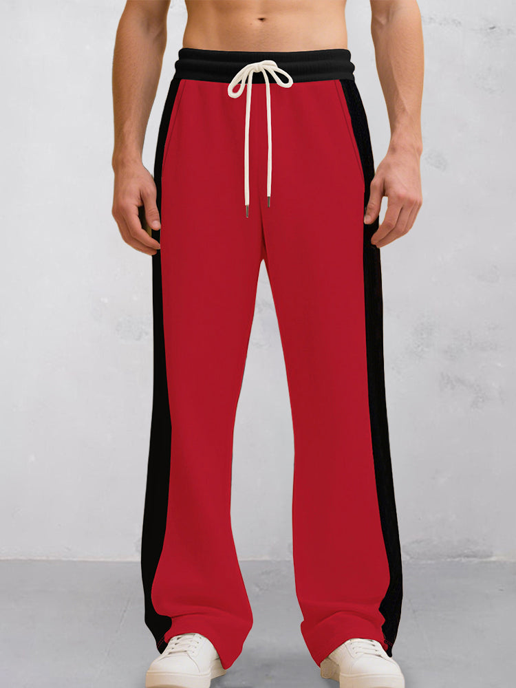 Casual Contrast Color Drawstring Jogger Pants