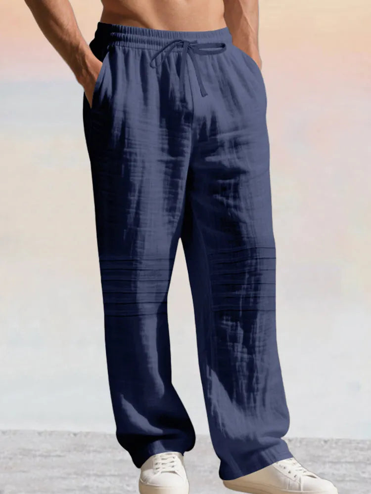 Casual 100% Cotton Drawstring Waist Pants